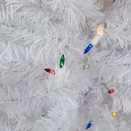 Hot 3' Pre-Lit Snow White Artificial Christmas Tree, Multi Lights Colorful