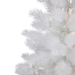 Sale 3' Pre-Lit White Alaskan Pine Artificial Christmas Tree, Warm White LED Lights Colorful