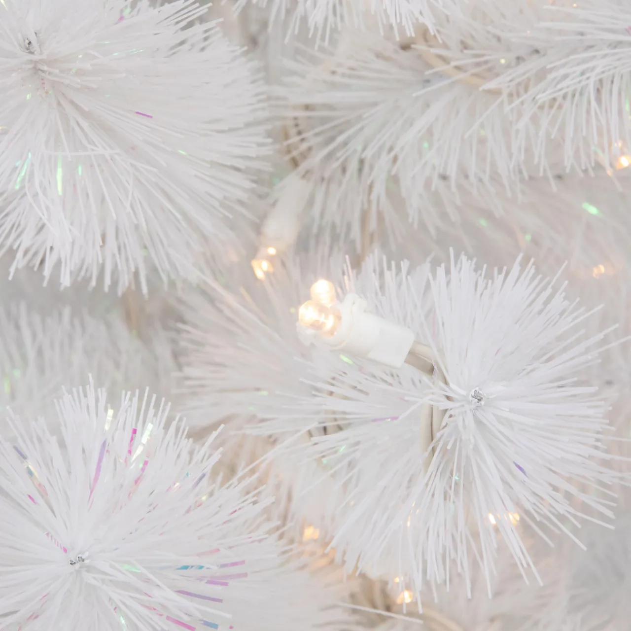 Sale 3' Pre-Lit White Alaskan Pine Artificial Christmas Tree, Warm White LED Lights Colorful