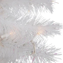 Sale 3' Pre-Lit White Alaskan Pine Artificial Christmas Tree, Warm White LED Lights Colorful