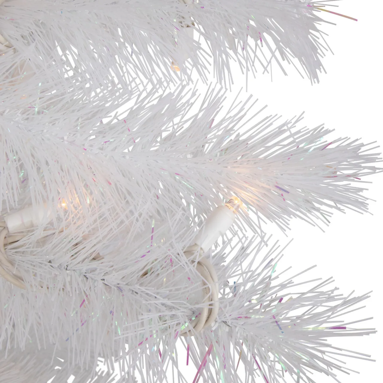 Sale 3' Pre-Lit White Alaskan Pine Artificial Christmas Tree, Warm White LED Lights Colorful