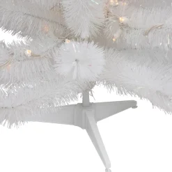 Sale 3' Pre-Lit White Alaskan Pine Artificial Christmas Tree, Warm White LED Lights Colorful