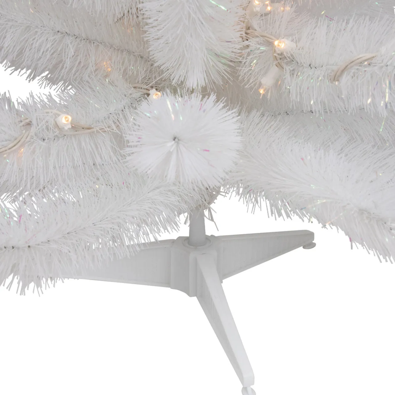 Sale 3' Pre-Lit White Alaskan Pine Artificial Christmas Tree, Warm White LED Lights Colorful