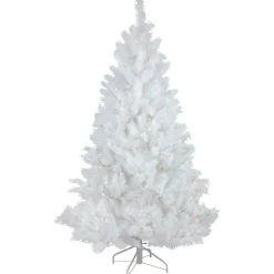 New 7.5' Pre-Lit White Alaskan Pine Artificial Christmas Tree, Warm White LED Lights Colorful
