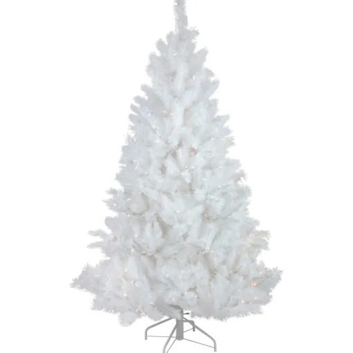 New 7.5' Pre-Lit White Alaskan Pine Artificial Christmas Tree, Warm White LED Lights Colorful