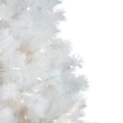 New 7.5' Pre-Lit White Alaskan Pine Artificial Christmas Tree, Warm White LED Lights Colorful