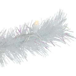 New 7.5' Pre-Lit White Alaskan Pine Artificial Christmas Tree, Warm White LED Lights Colorful