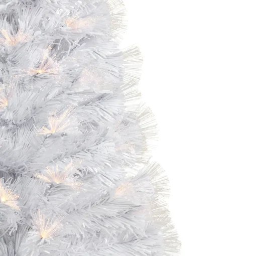 Best 3' Pre-Lit White Fiber Optic Artificial Christmas Tree, Warm White Lights Fiber Optic