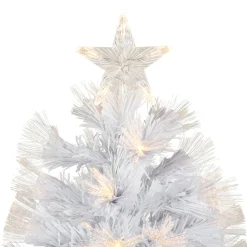 Best 3' Pre-Lit White Fiber Optic Artificial Christmas Tree, Warm White Lights Fiber Optic
