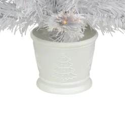 Best 3' Pre-Lit White Fiber Optic Artificial Christmas Tree, Warm White Lights Fiber Optic