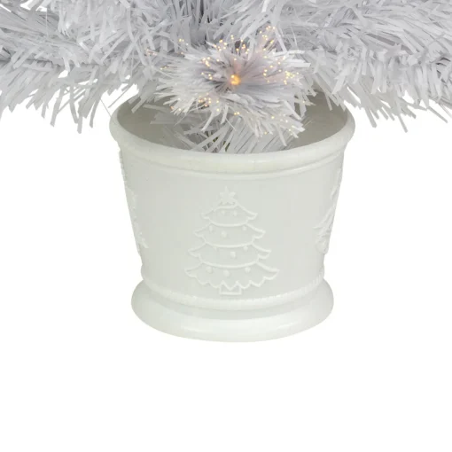 Best 3' Pre-Lit White Fiber Optic Artificial Christmas Tree, Warm White Lights Fiber Optic
