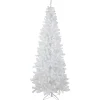 Discount 7.5' Pre-Lit White Georgian Pine Pencil Artificial Christmas Tree, Warm White LED Lights Colorful