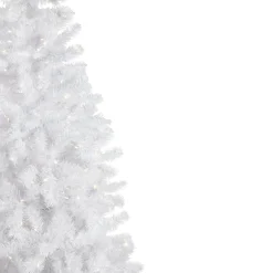 Discount 7.5' Pre-Lit White Georgian Pine Pencil Artificial Christmas Tree, Warm White LED Lights Colorful