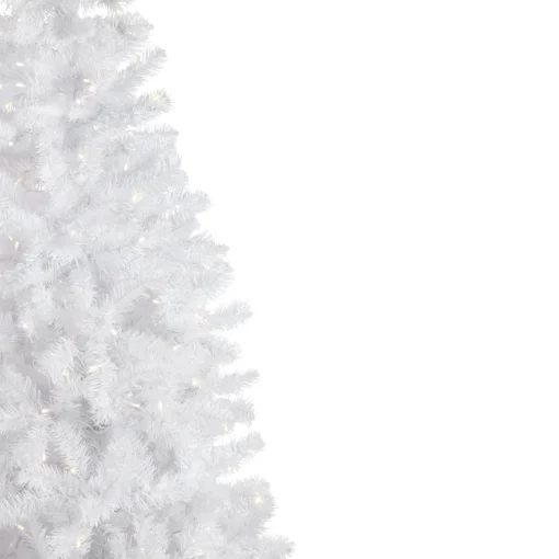 Discount 7.5' Pre-Lit White Georgian Pine Pencil Artificial Christmas Tree, Warm White LED Lights Colorful