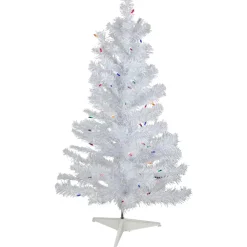 Outlet 3' Pre-lit White Iridescent Pine Artificial Christmas Tree - Multi Lights Colorful