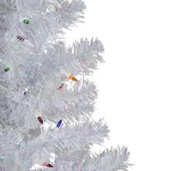 Outlet 3' Pre-lit White Iridescent Pine Artificial Christmas Tree - Multi Lights Colorful