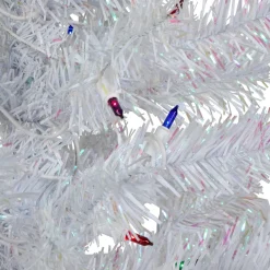 Outlet 3' Pre-lit White Iridescent Pine Artificial Christmas Tree - Multi Lights Colorful