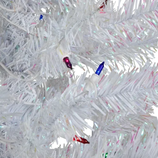 Outlet 3' Pre-lit White Iridescent Pine Artificial Christmas Tree - Multi Lights Colorful