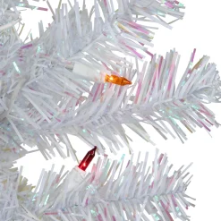 Outlet 3' Pre-lit White Iridescent Pine Artificial Christmas Tree - Multi Lights Colorful