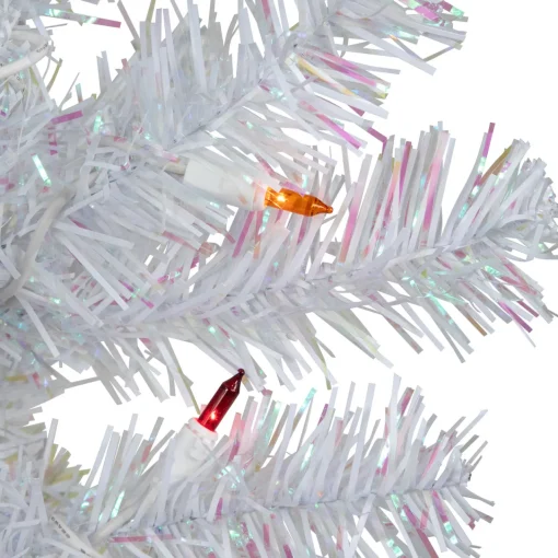 Outlet 3' Pre-lit White Iridescent Pine Artificial Christmas Tree - Multi Lights Colorful