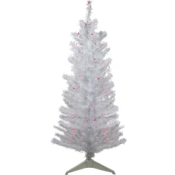 Sale 4' Pre-lit White Iridescent Pine Artificial Christmas Tree - Pink Lights Colorful