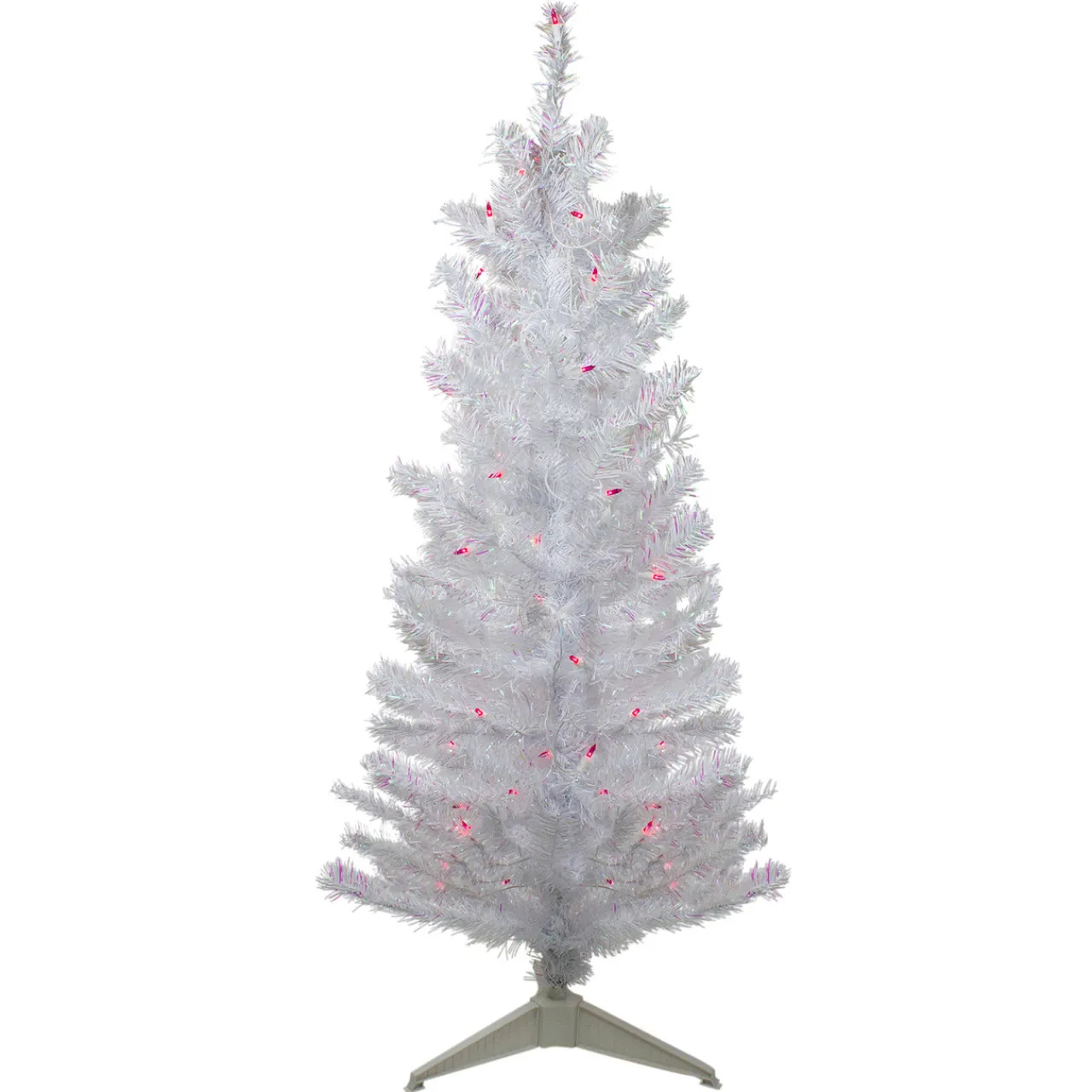Sale 4' Pre-lit White Iridescent Pine Artificial Christmas Tree - Pink Lights Colorful