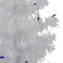 3' Pre-Lit White Medium Pine Artificial Christmas Tree - Blue Lights Colorful