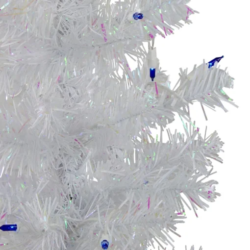 3' Pre-Lit White Medium Pine Artificial Christmas Tree - Blue Lights Colorful