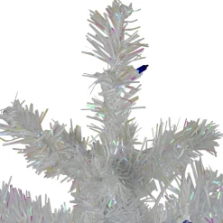 3' Pre-Lit White Medium Pine Artificial Christmas Tree - Blue Lights Colorful