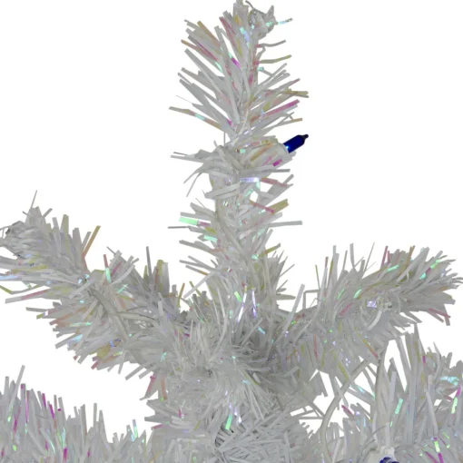 3' Pre-Lit White Medium Pine Artificial Christmas Tree - Blue Lights Colorful