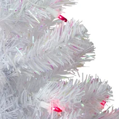 Hot 2' Pre-Lit White Pine Slim Artificial Christmas Tree - Pink Lights Colorful