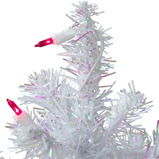 Hot 2' Pre-Lit White Pine Slim Artificial Christmas Tree - Pink Lights Colorful
