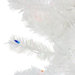 Hot 4' Pre-Lit White Pine Slim Artificial Christmas Tree - Multi Lights Pre-Lit
