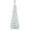 New 4' Pre-Lit White Tinsel Pop-Up Artificial Christmas Tree, Blue Lights Pop Up
