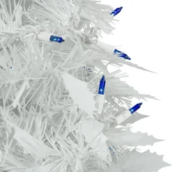 New 4' Pre-Lit White Tinsel Pop-Up Artificial Christmas Tree, Blue Lights Pop Up