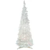 Outlet 4' Pre-Lit White Tinsel Pop-Up Artificial Christmas Tree, Clear Lights Pop Up