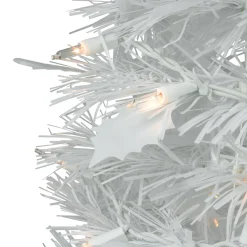 Outlet 4' Pre-Lit White Tinsel Pop-Up Artificial Christmas Tree, Clear Lights Pop Up