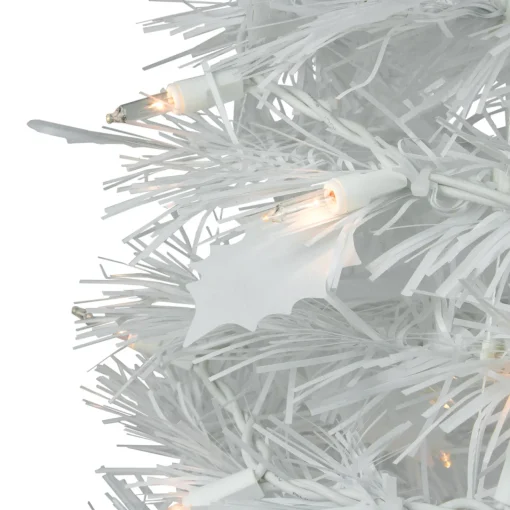 Outlet 4' Pre-Lit White Tinsel Pop-Up Artificial Christmas Tree, Clear Lights Pop Up