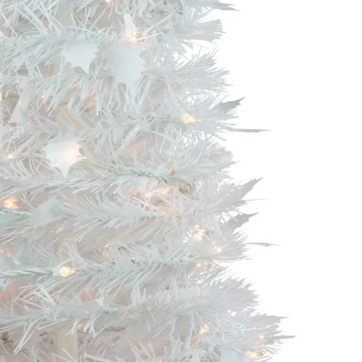Outlet 4' Pre-Lit White Tinsel Pop-Up Artificial Christmas Tree, Clear Lights Pop Up