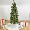Sale 4.5' Pre-Lit Yorkville Pine Pencil Artificial Christmas Tree - Multicolored Lights Flocked