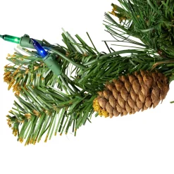 Sale 4.5' Pre-Lit Yorkville Pine Pencil Artificial Christmas Tree - Multicolored Lights Flocked