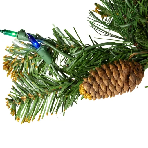 Sale 4.5' Pre-Lit Yorkville Pine Pencil Artificial Christmas Tree - Multicolored Lights Flocked