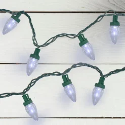 Best 50 Pure White LED C7 Mini Christmas Lights, 20.25 ft Green Wire C7 & C9 Lights