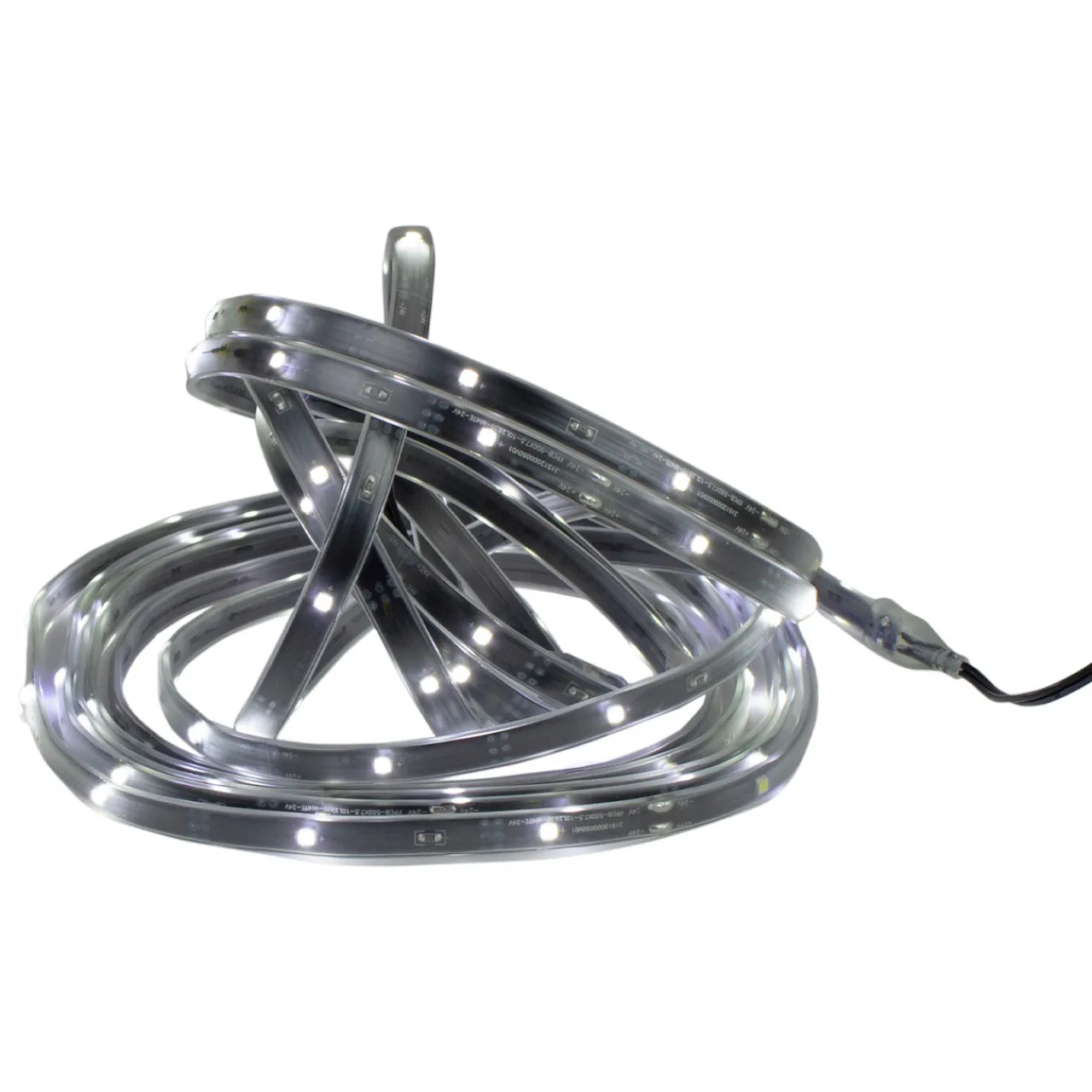 Clearance 18' Pure White LED Outdoor Christmas Linear Tape Lighting - Black Finish Rope & Tape