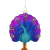 Online 4.75" Purple and Pink Peacock Glass Christmas Ornament Animals