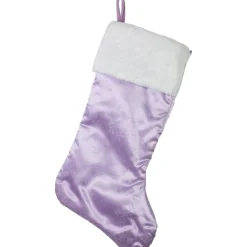 Sale 20" Purple and White Glittered Snowflake Christmas Stocking with Cuff Stockings