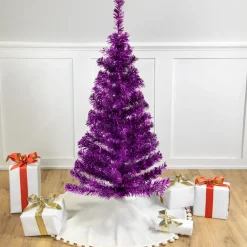 Hot 4' Purple Artificial Tinsel Christmas Tree, Unlit Colorful