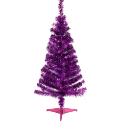 Hot 4' Purple Artificial Tinsel Christmas Tree, Unlit Colorful