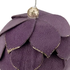 Hot 7" Purple Flower Glitter Petal Shatterproof Ball Christmas Ornament Glass|Ball Ornaments