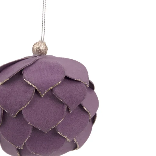 Hot 7" Purple Flower Glitter Petal Shatterproof Ball Christmas Ornament Glass|Ball Ornaments